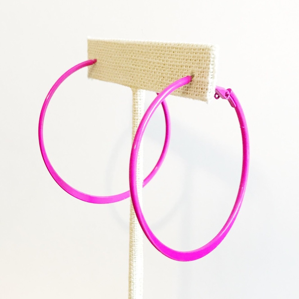 NEON PINK HOOP EARRINGS